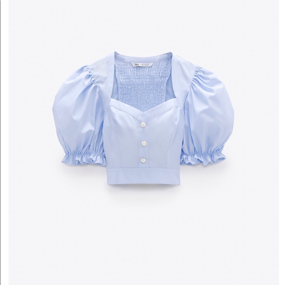 Zara NWT Pearl Button crop top